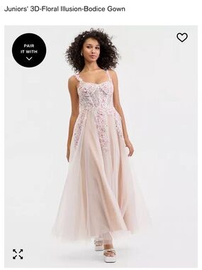 Jump Blush Pink 3D Floral Appliqué Tulle Maxi Dress